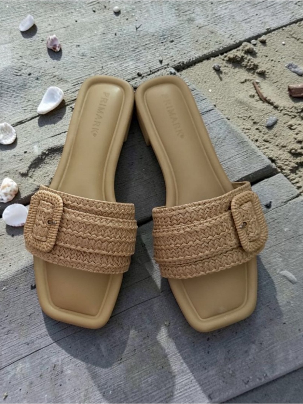 Primark Tan Braided Buckle Slide Sandals